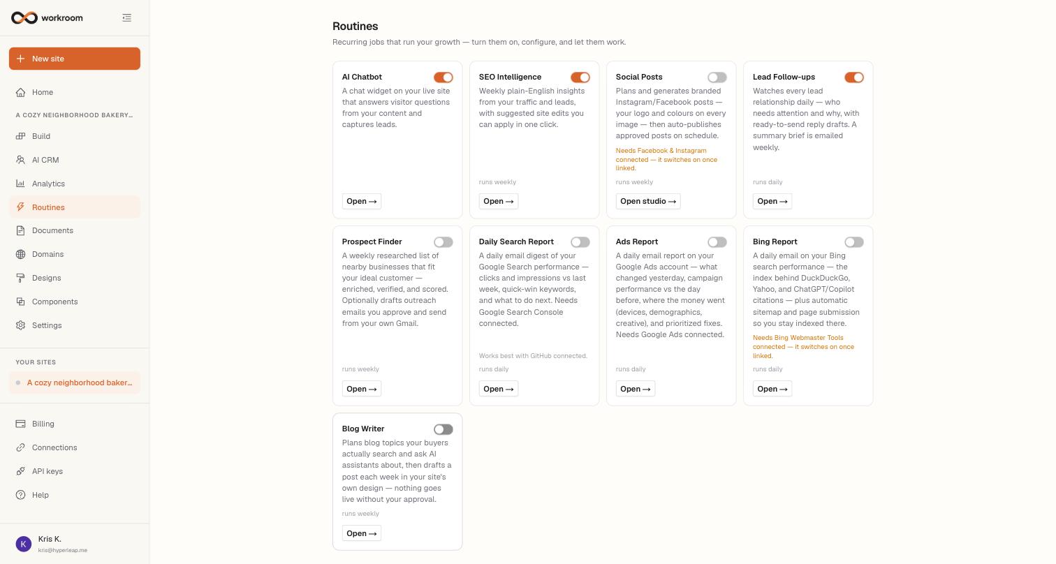 The Routines preview showing cards for planned recurring jobs, each labeled Coming soon